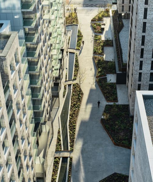 This project occupies a pivotal position within the evolving fabric of Sandyford Industrial Estate, where it establishes a new pedestrian route through a fragmented and partially realised urban quarter. The landscape is conceived not simply as residual open space, but as a connective civic armature that anticipates future links between adjacent sites as they develop. [&hellip;]